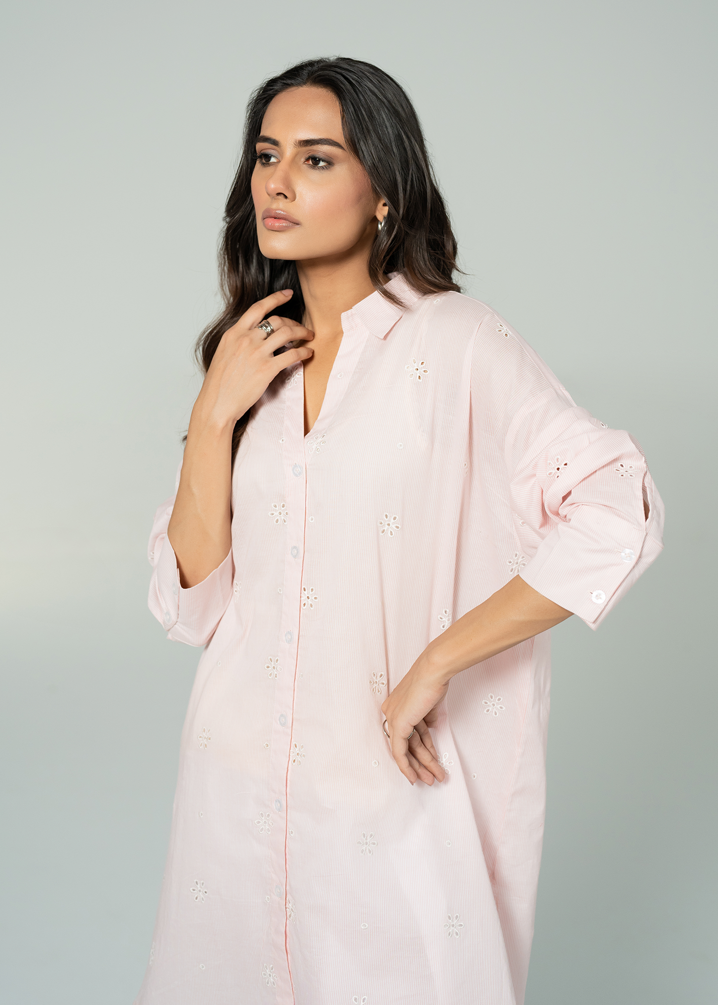 Baby Pink Embroidered Shirt