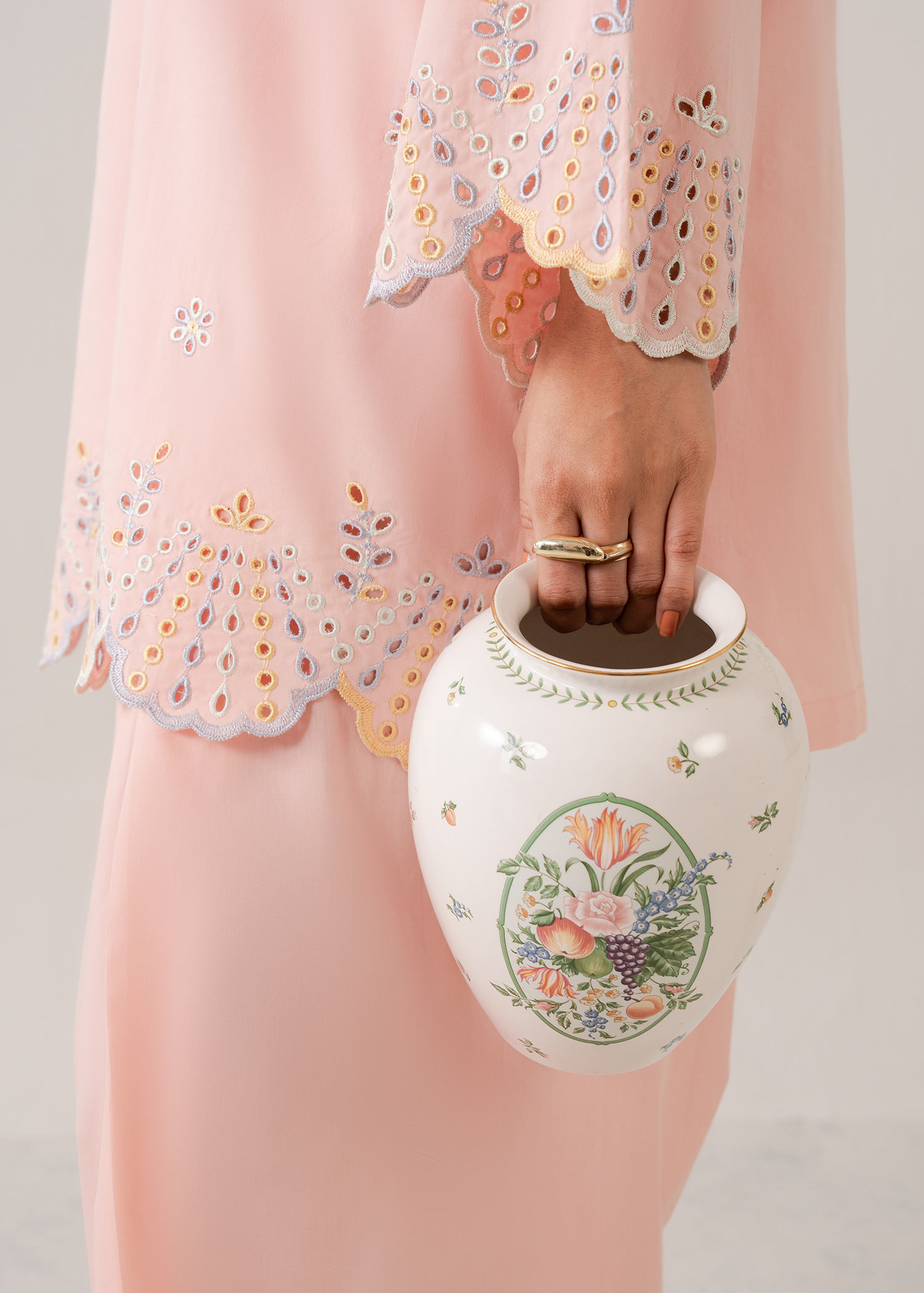 Peach Embroidered Farshi Shalwar Set