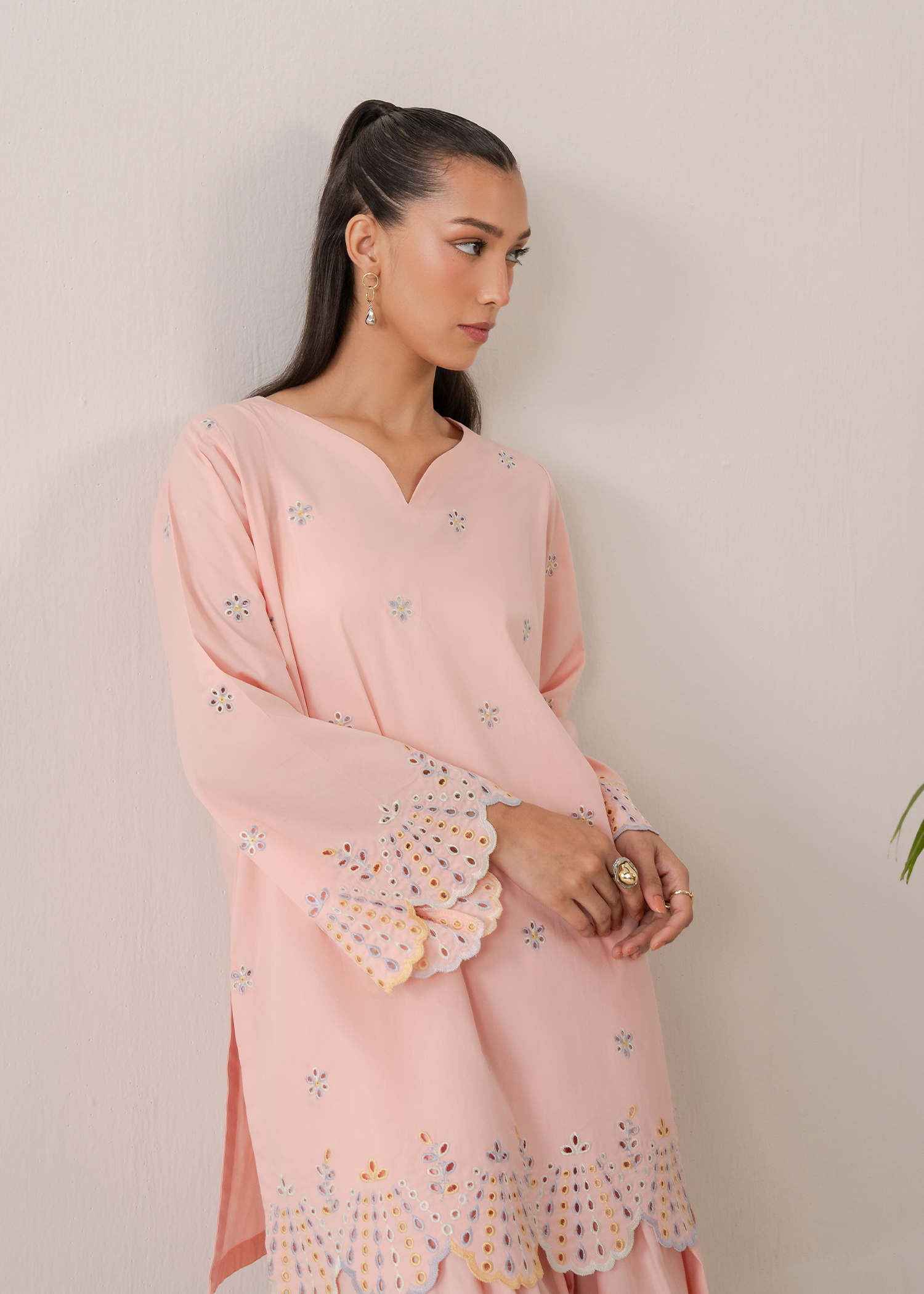 Peach Embroidered Farshi Shalwar Set