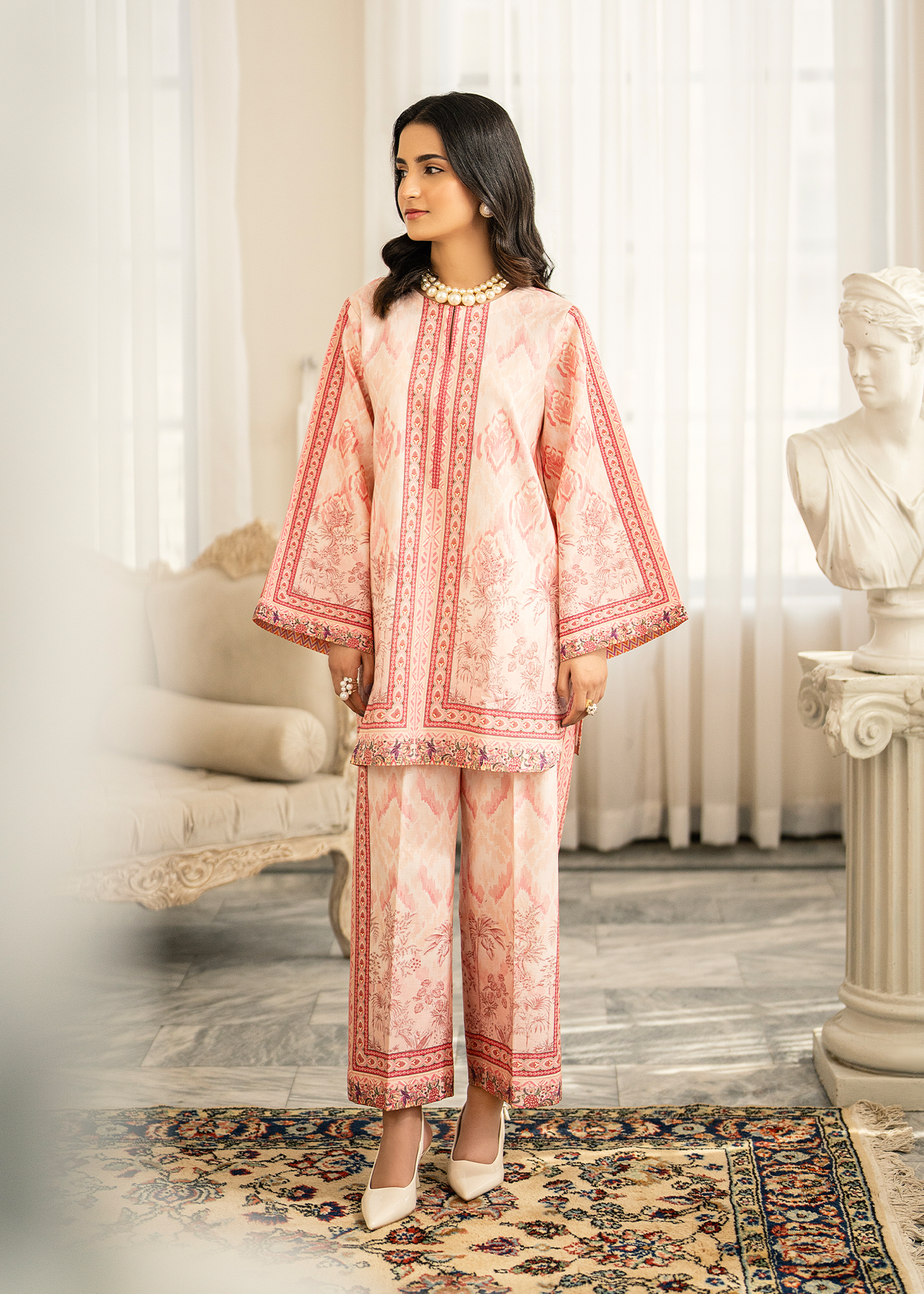 Salmon Pink Printed Co-ord