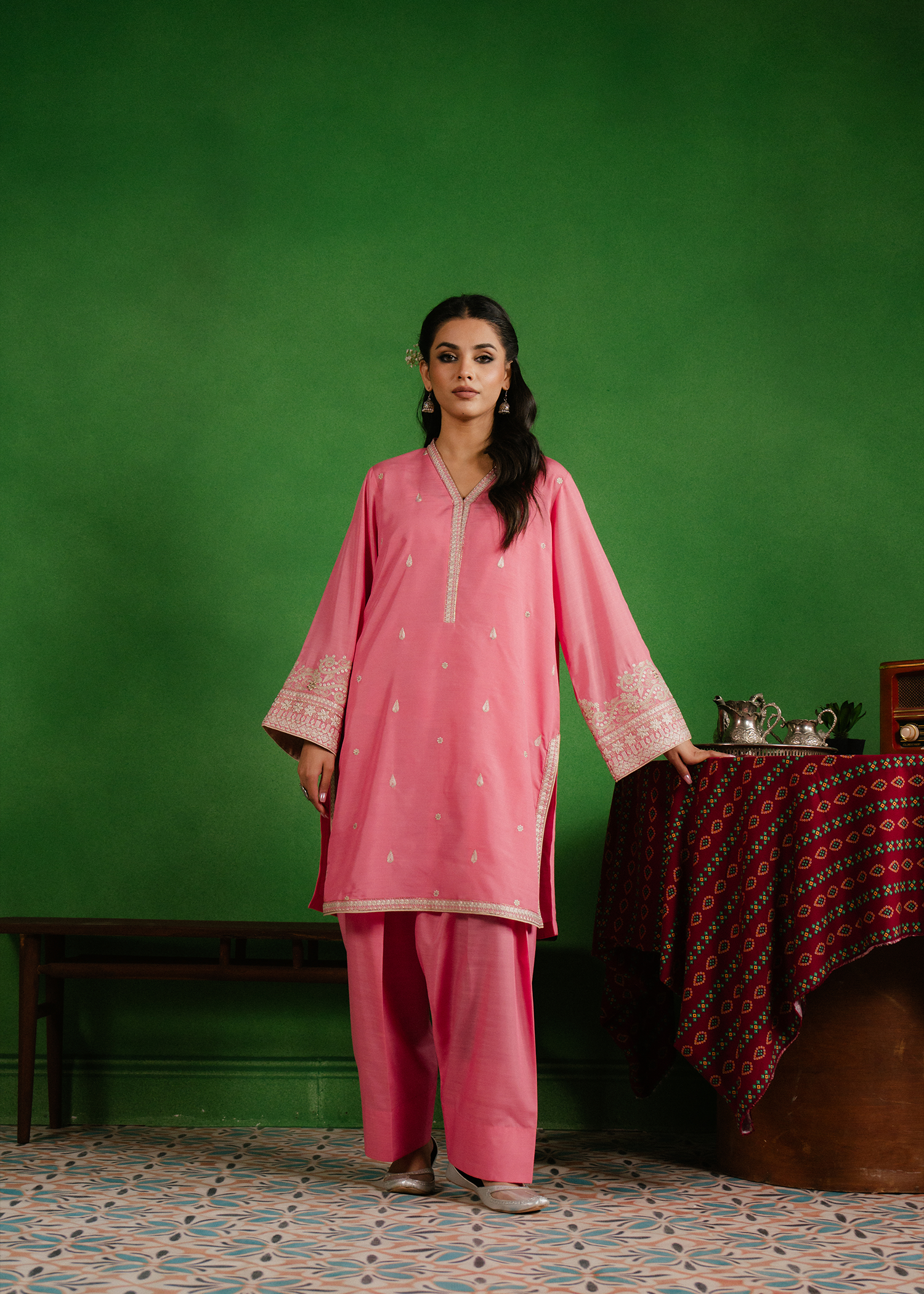 Flamingo pink Georgette Suit