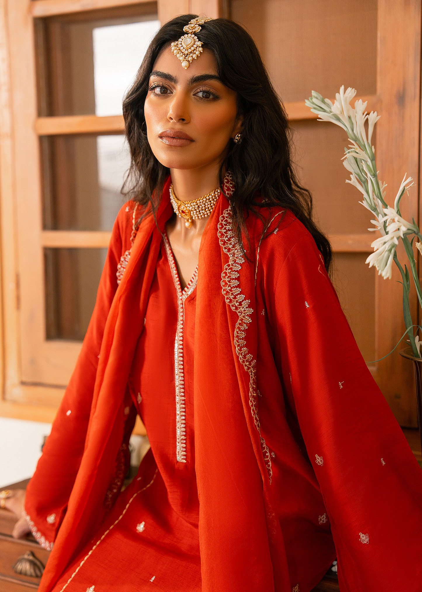 Rust Raw Silk Suit