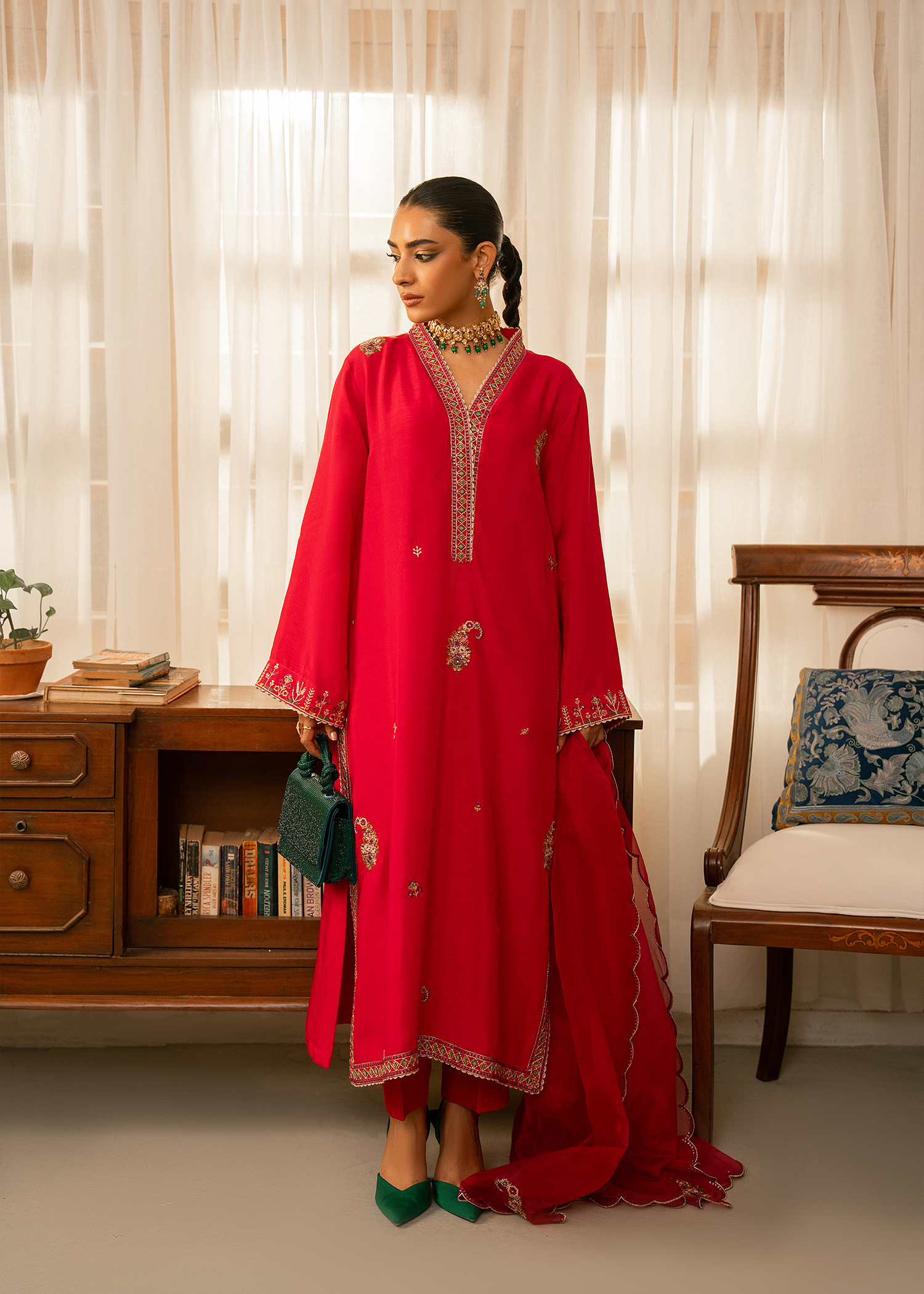 Hot Pink Raw Silk Suit