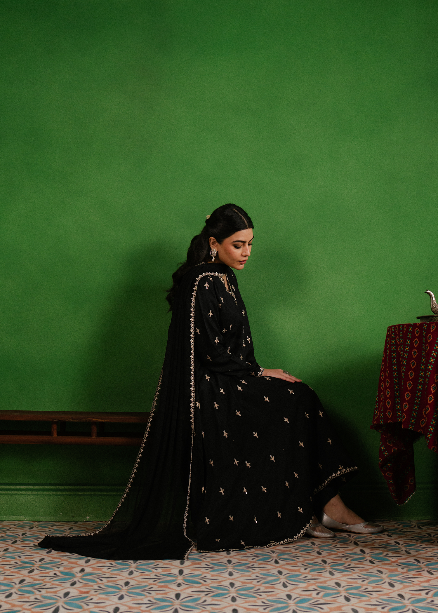 Black Anarkali 3 Piece