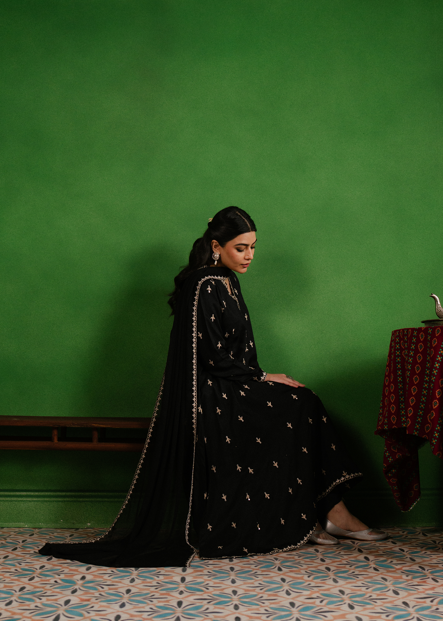 black suit with embroidery