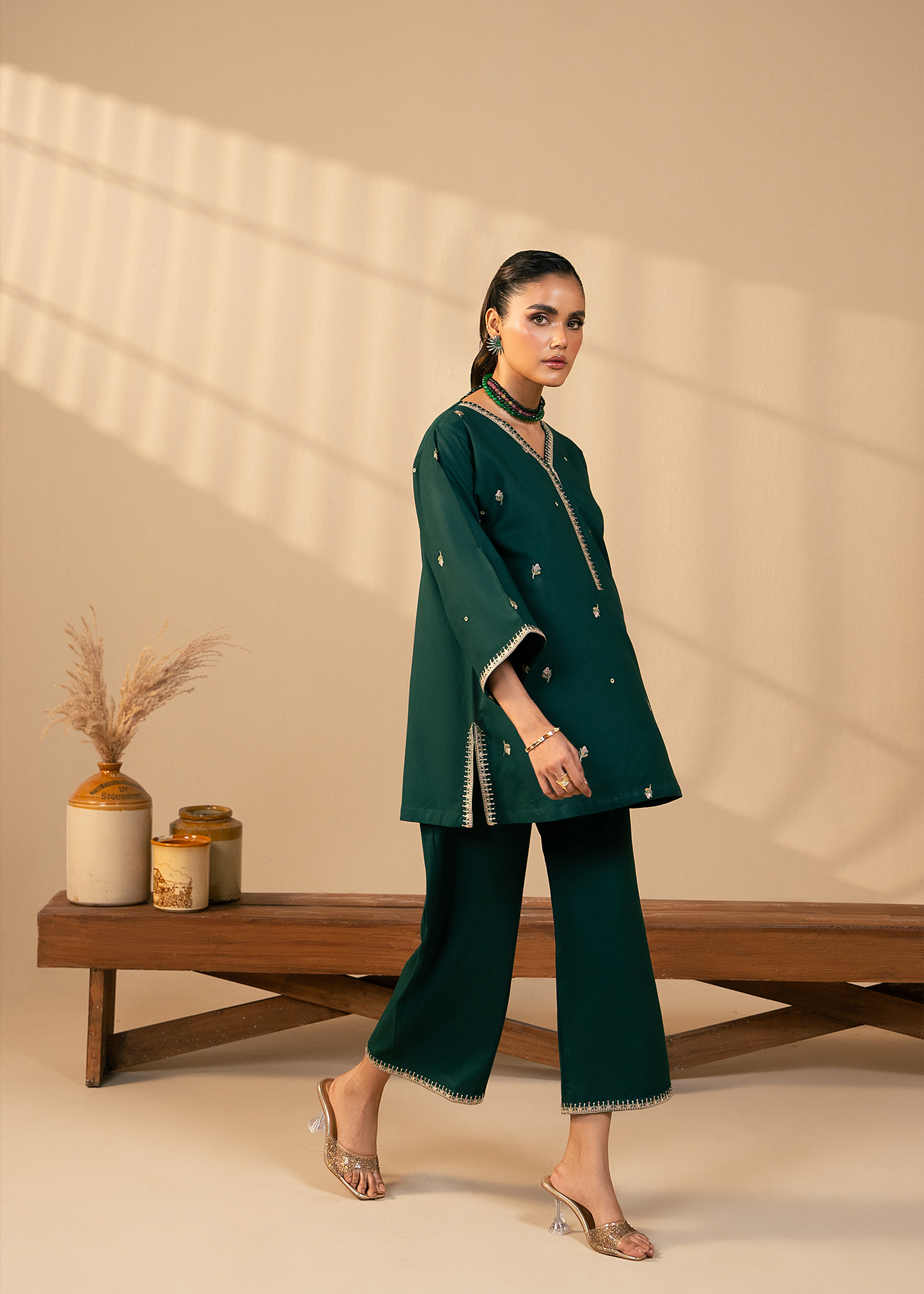 Forest Green Embroidered Suit