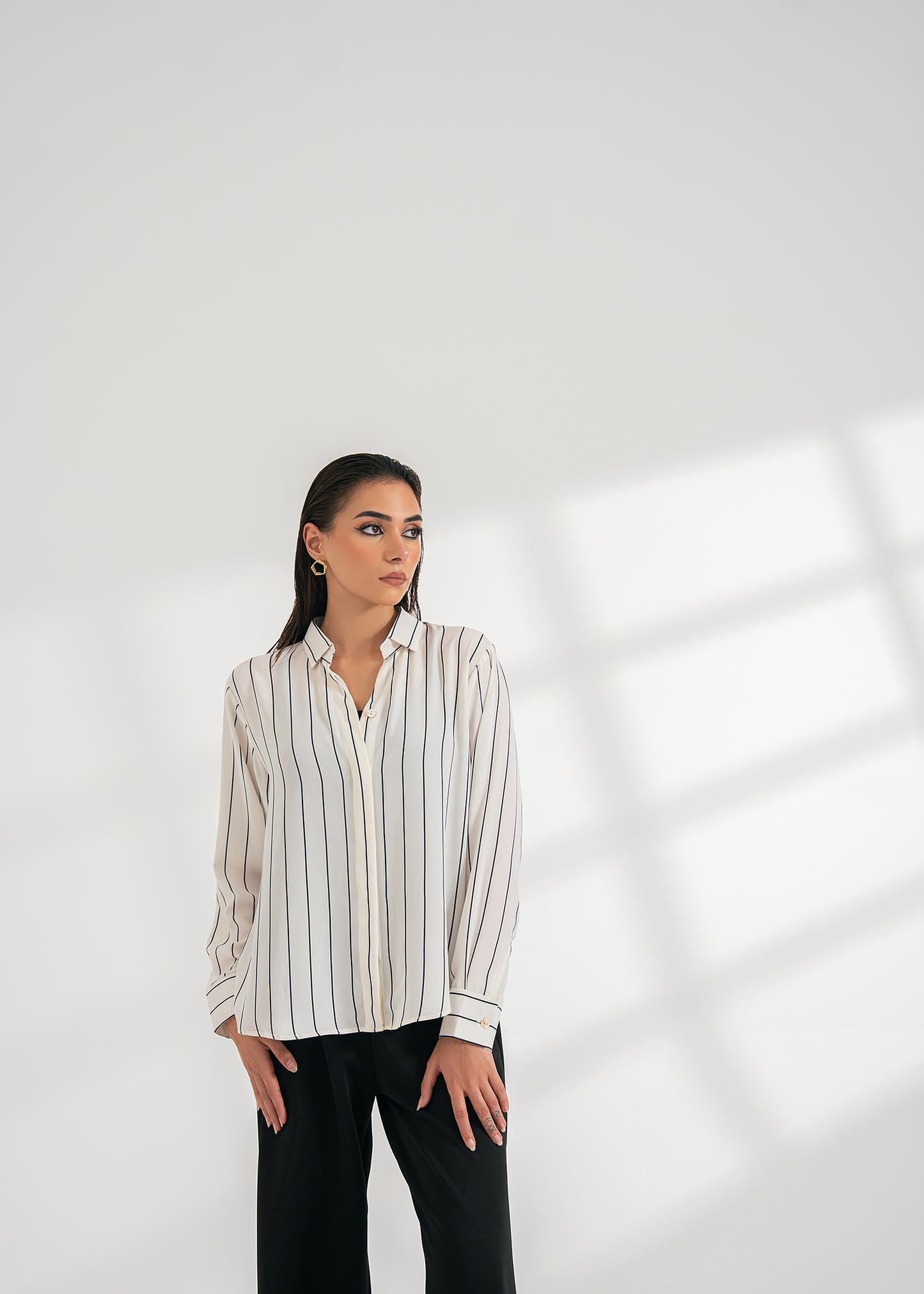 Black Striped Button Down Shirt