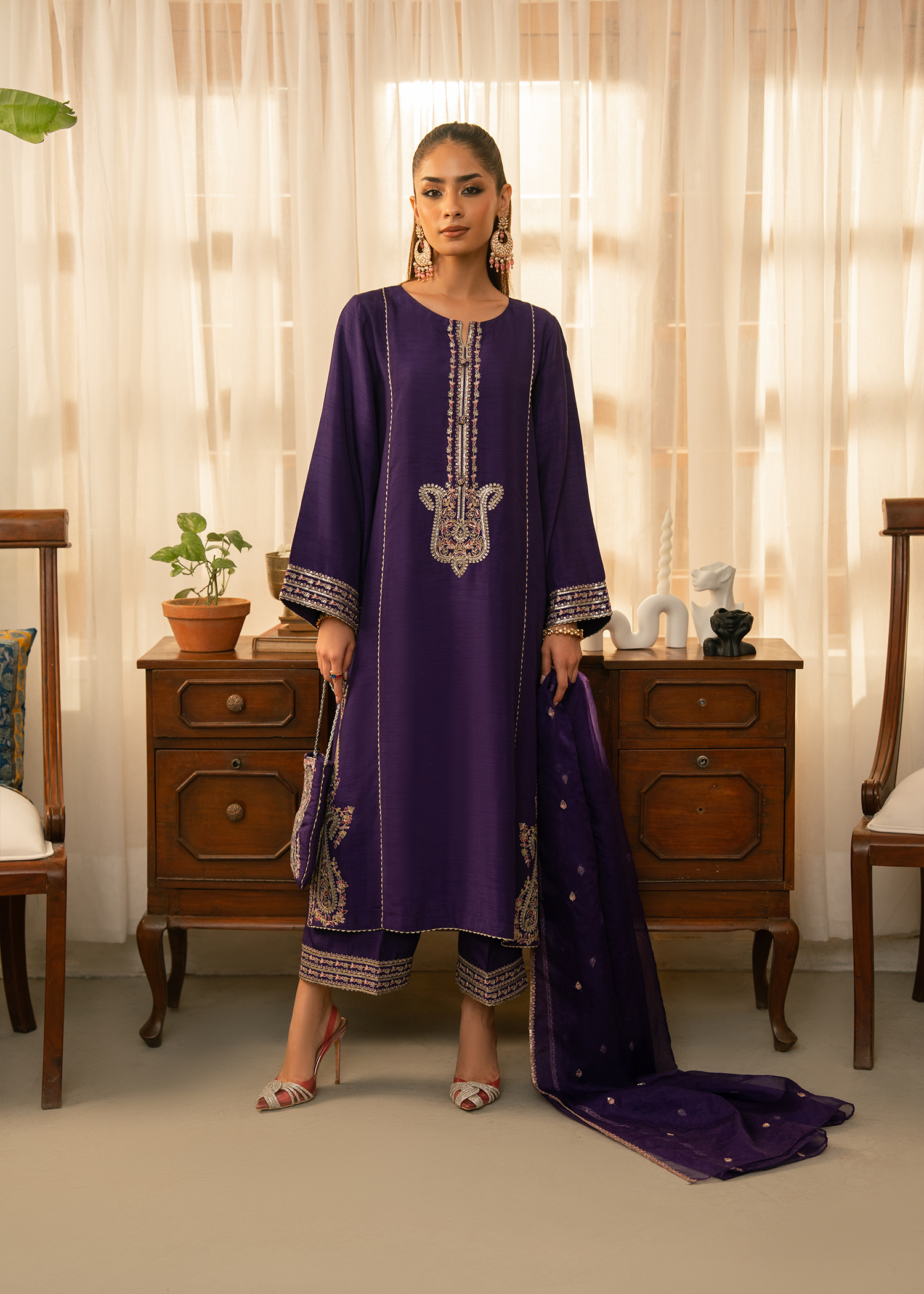 Purple Raw Silk Suit