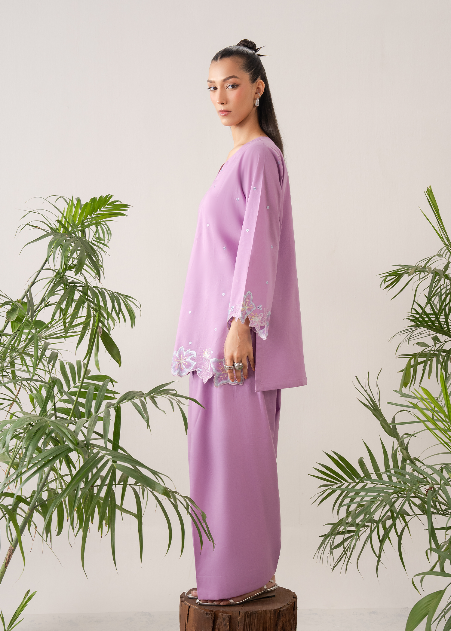 Lilac Embroidered Farshi Shalwar Set