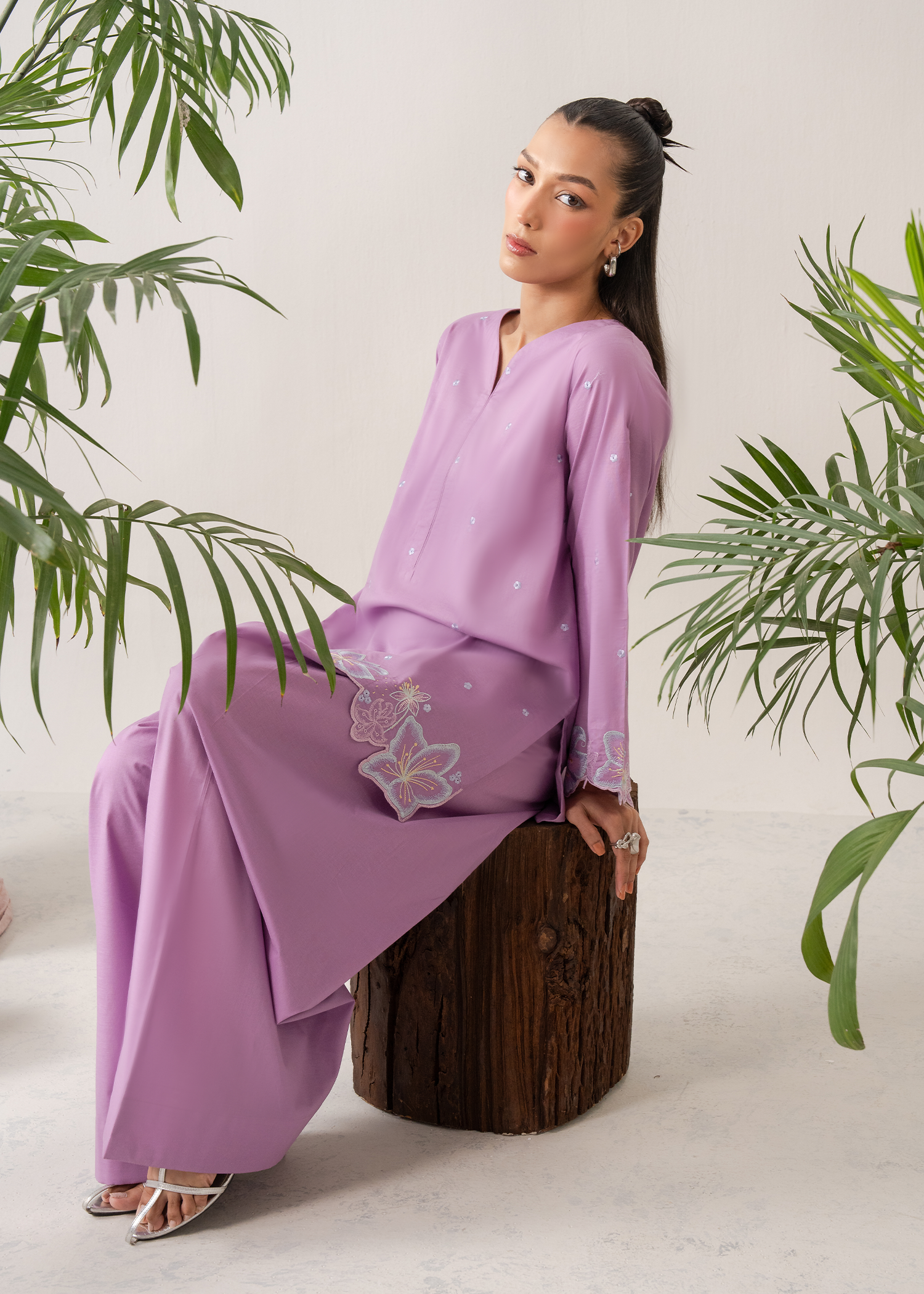 Lilac Embroidered Farshi Shalwar Set