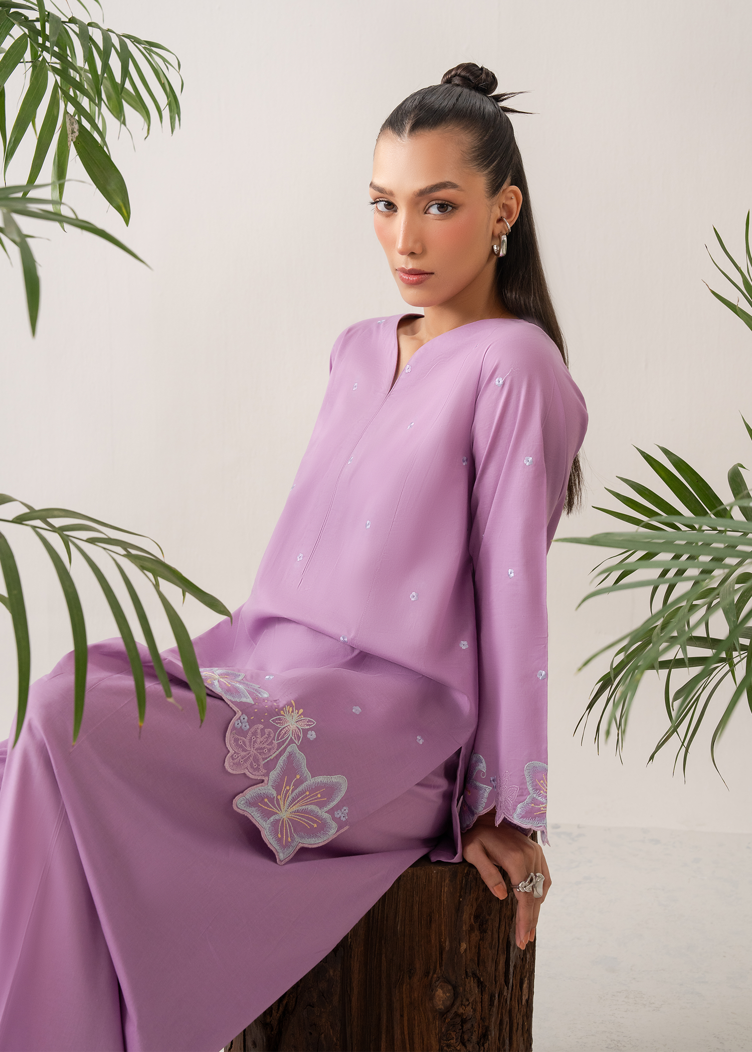Lilac Embroidered Farshi Shalwar Set