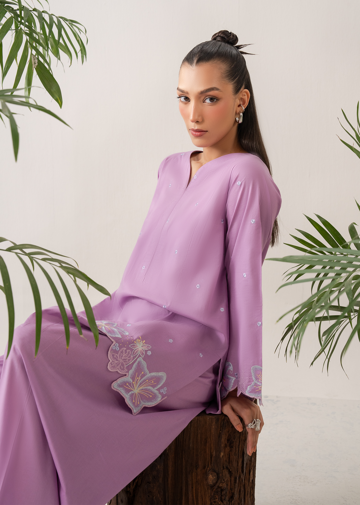 Lilac Embroidered Farshi Shalwar Set
