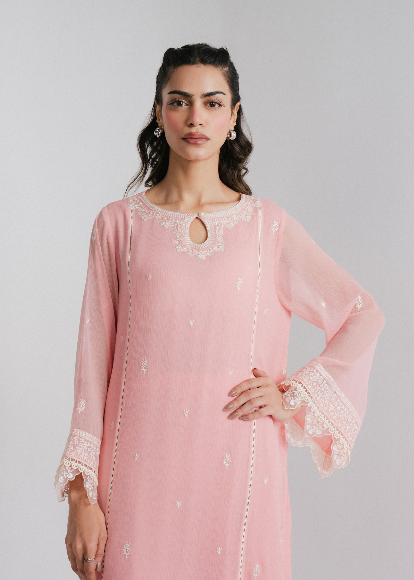 Chiffon Embroidered Suit