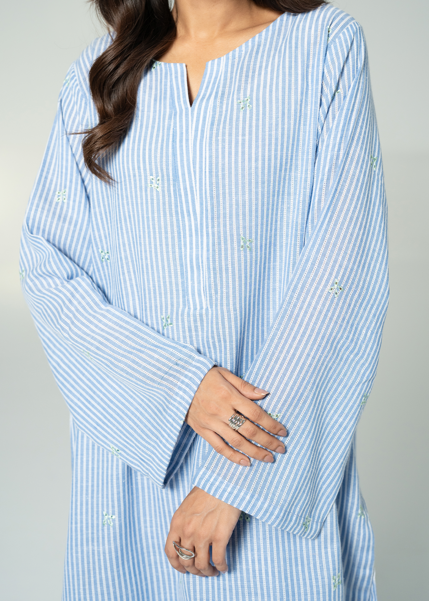Blue Embroidered Co Ord
