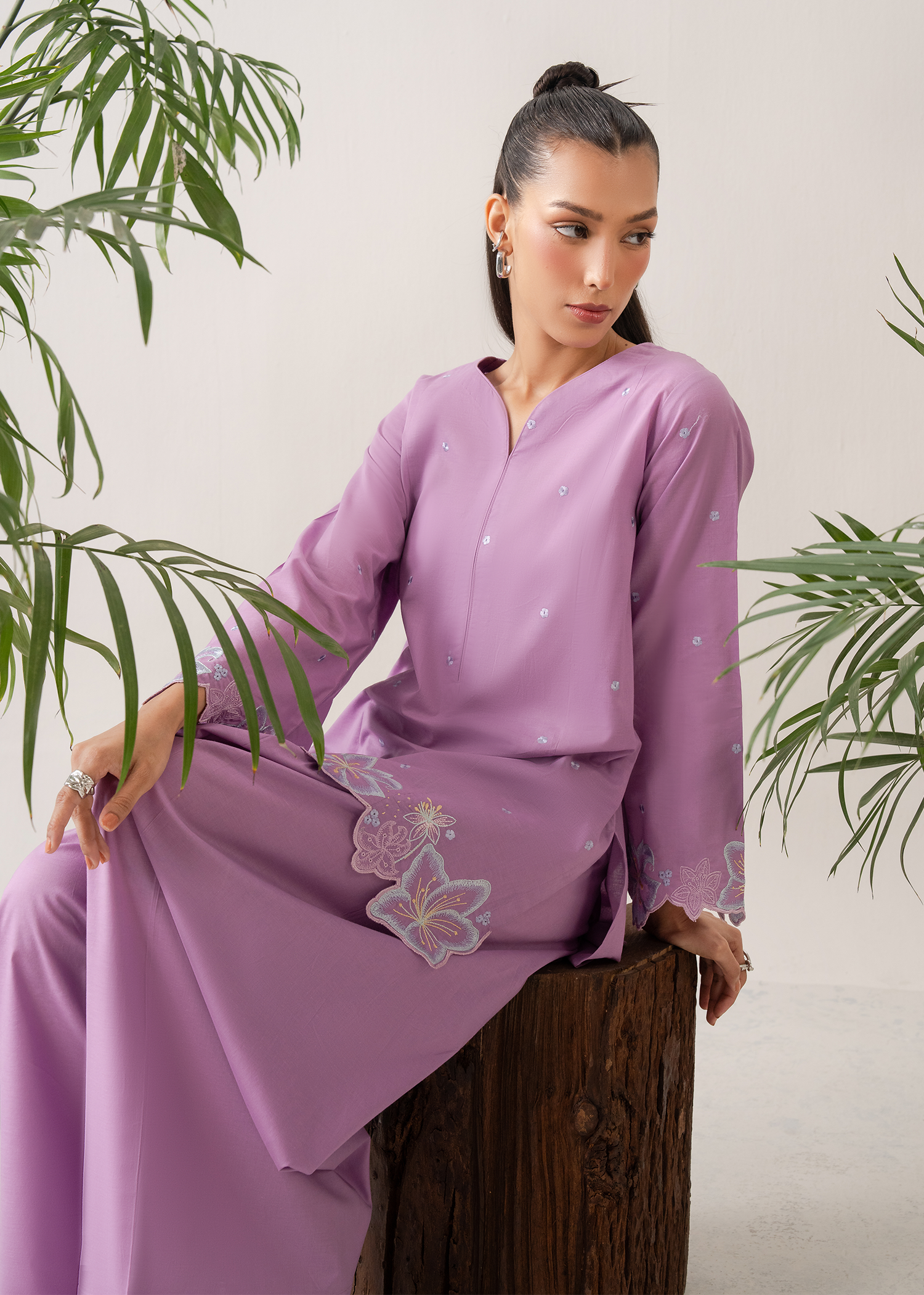 Lilac Embroidered Farshi Shalwar Set