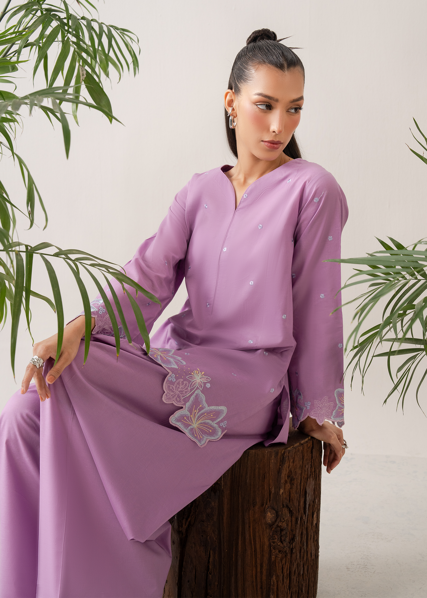 Lilac Embroidered Farshi Shalwar Set