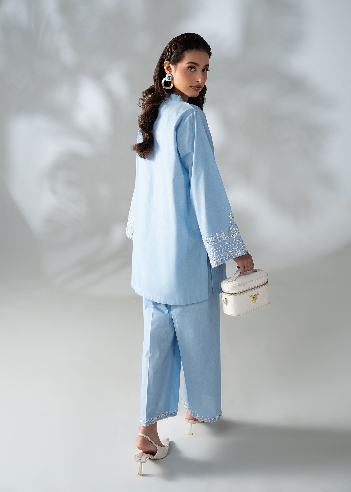 Whisper Blue Embroidered Co-ord set