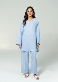 Blue Embroidered Co Ord
