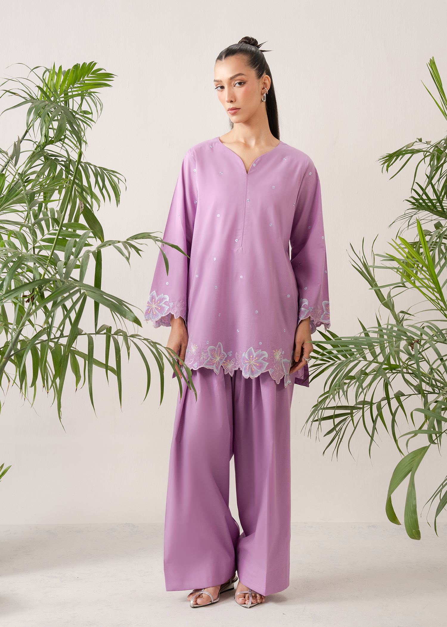 Lilac Embroidered Farshi Shalwar Set