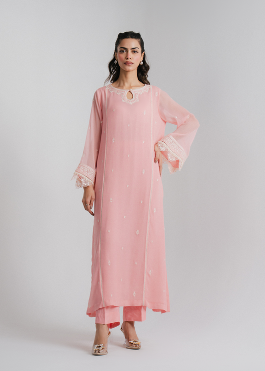 Chiffon Embroidered Suit