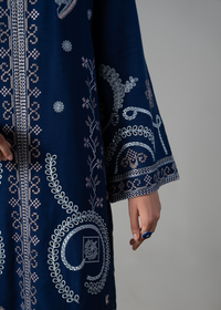 Embroidered Navy Blue Khaddar Suit
