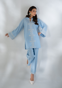 Whisper Blue Embroidered Co-ord set
