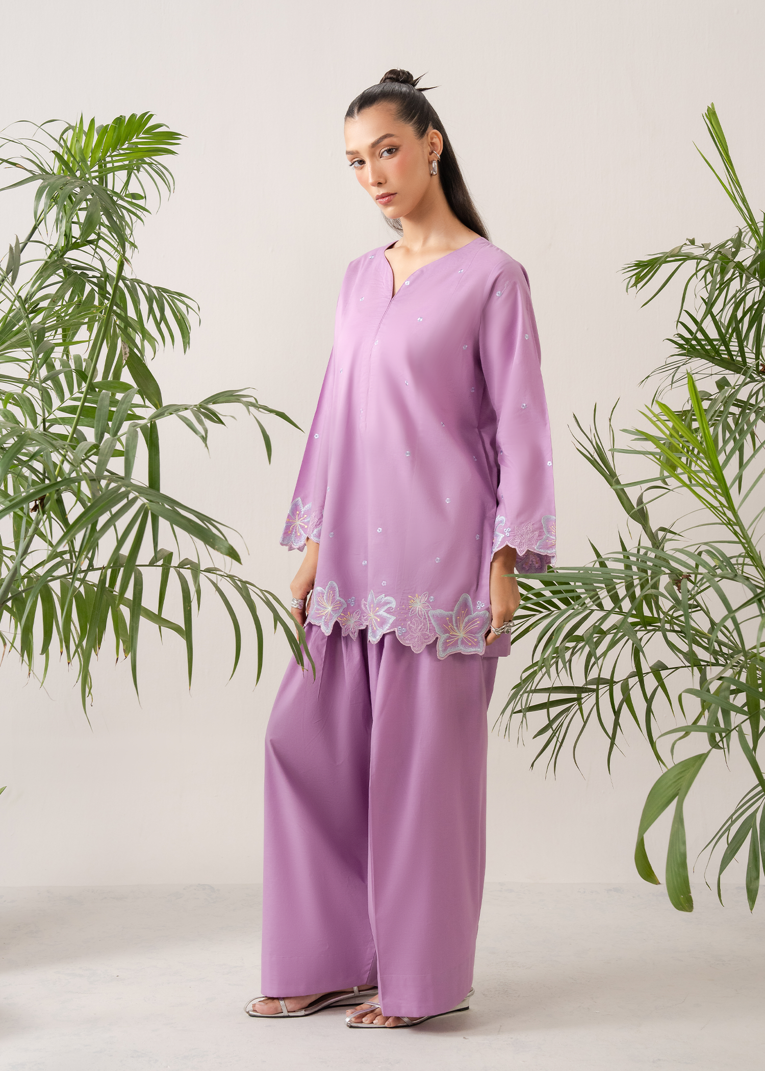 Lilac Embroidered Farshi Shalwar Set