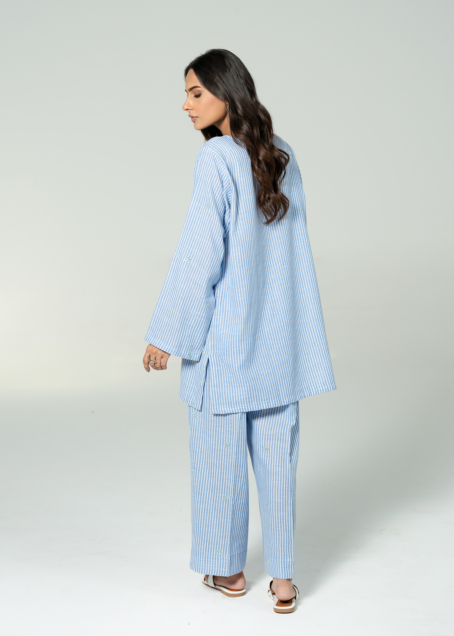 Blue Embroidered Co Ord