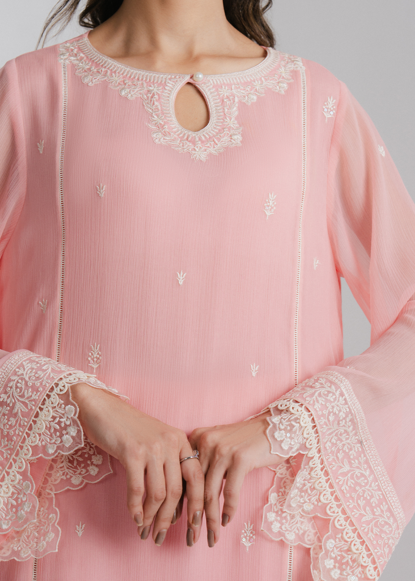 Chiffon Embroidered Suit