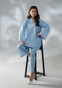 Whisper Blue Embroidered Co-ord set