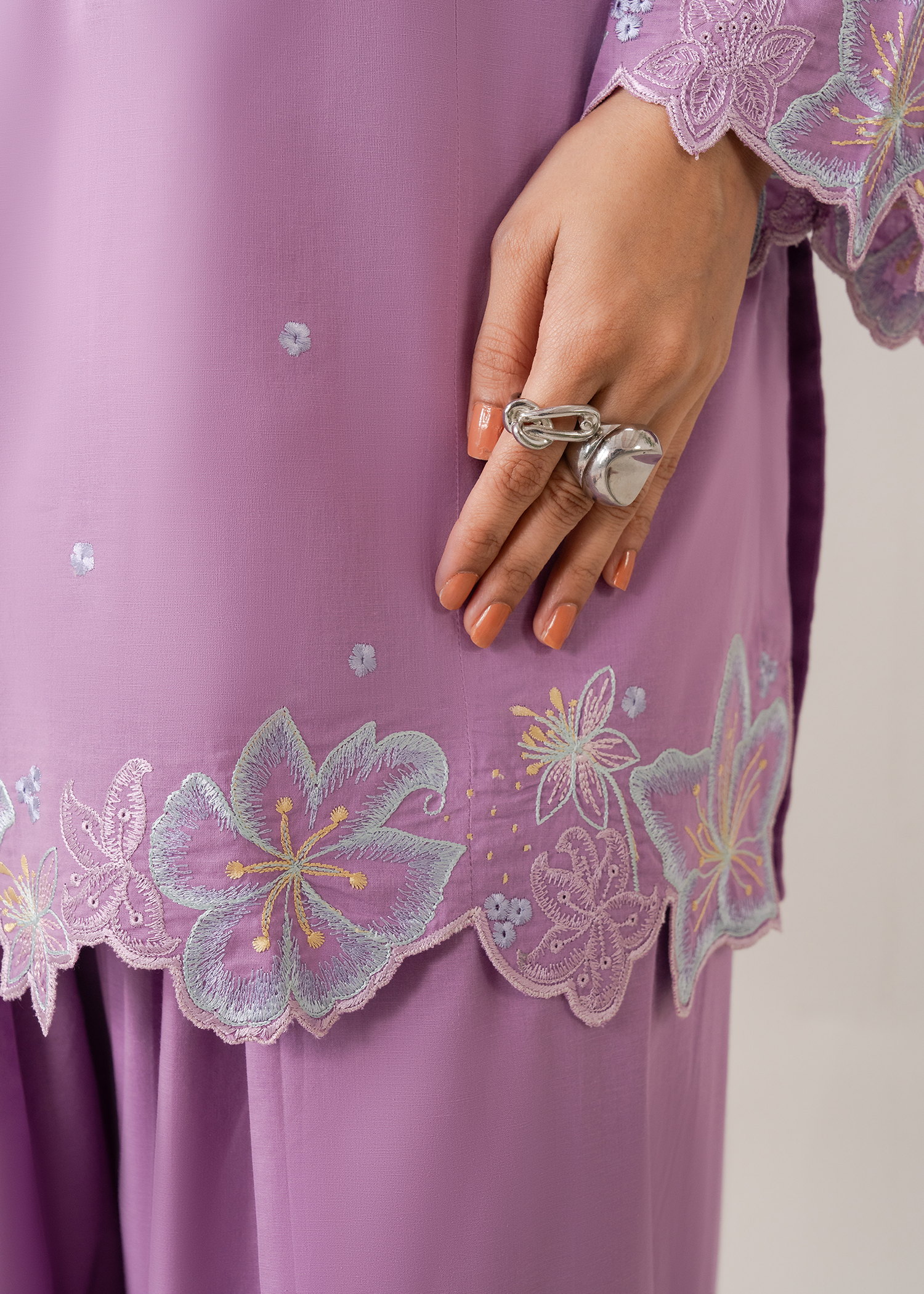 Lilac Embroidered Farshi Shalwar Set