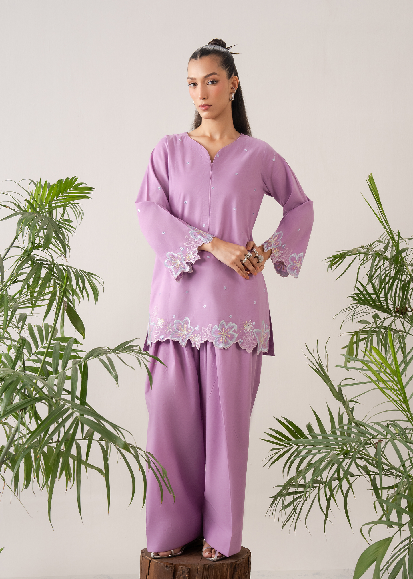 Lilac Embroidered Farshi Shalwar Set