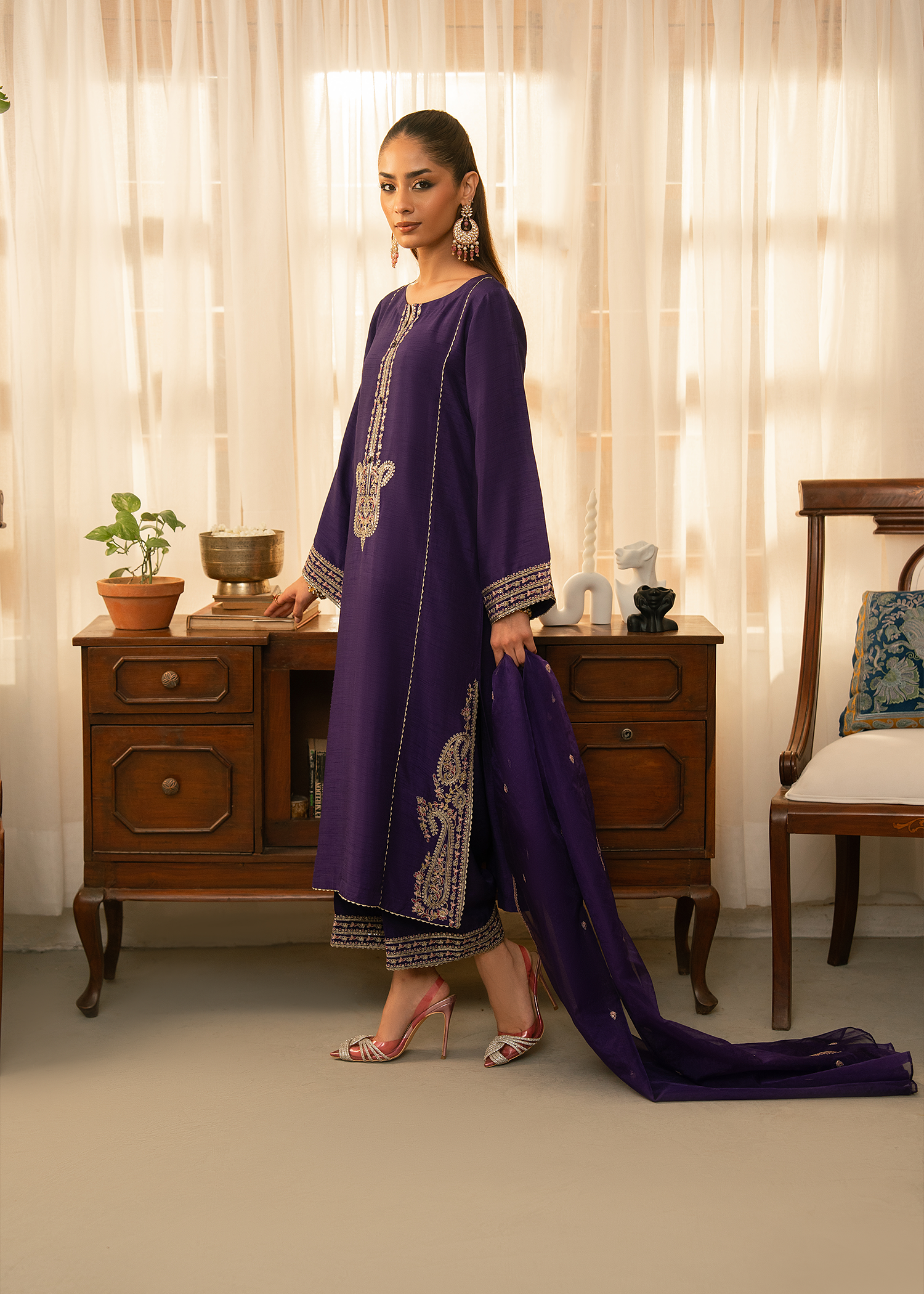 Purple Raw Silk Suit