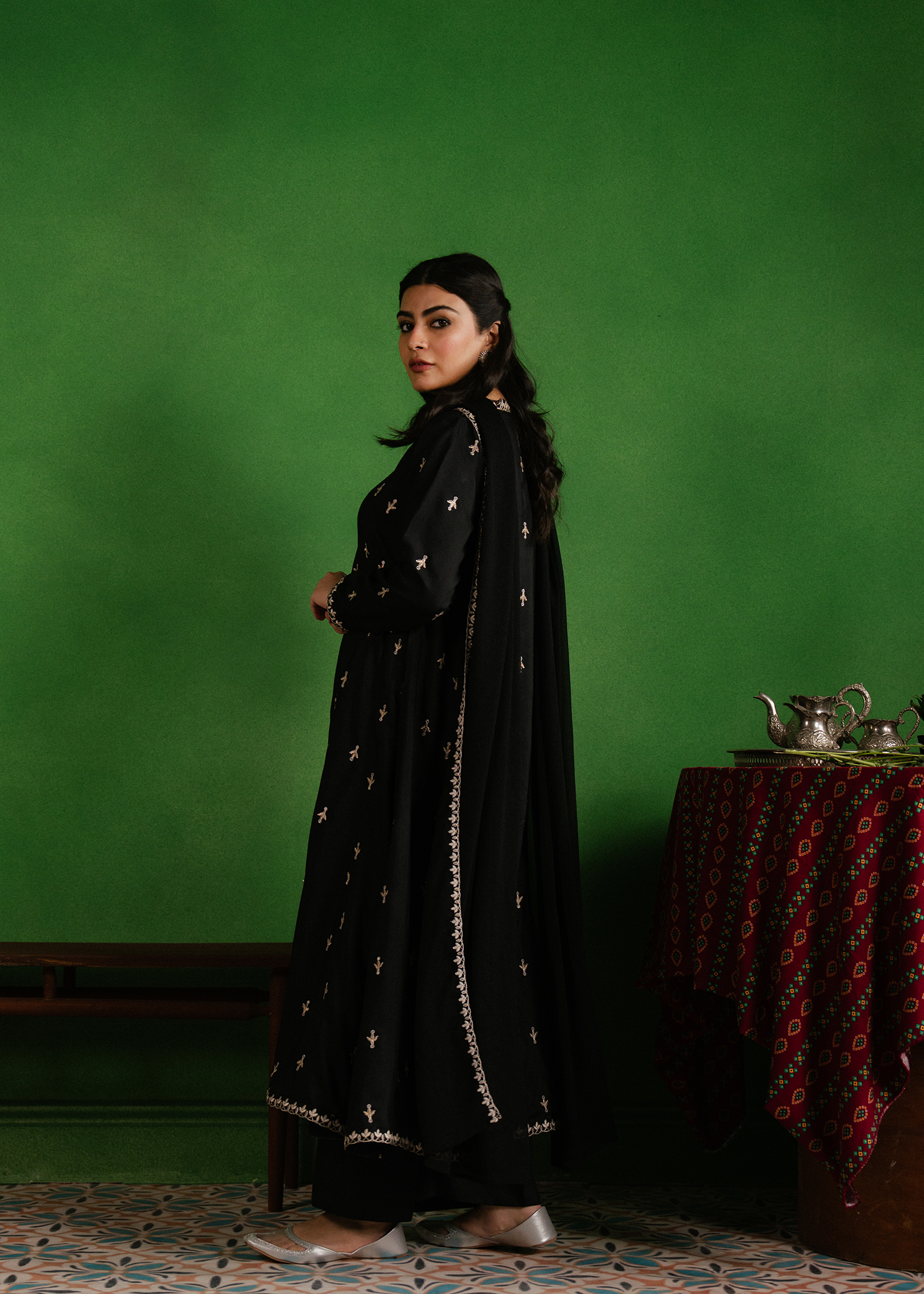 Black Anarkali 3 Piece