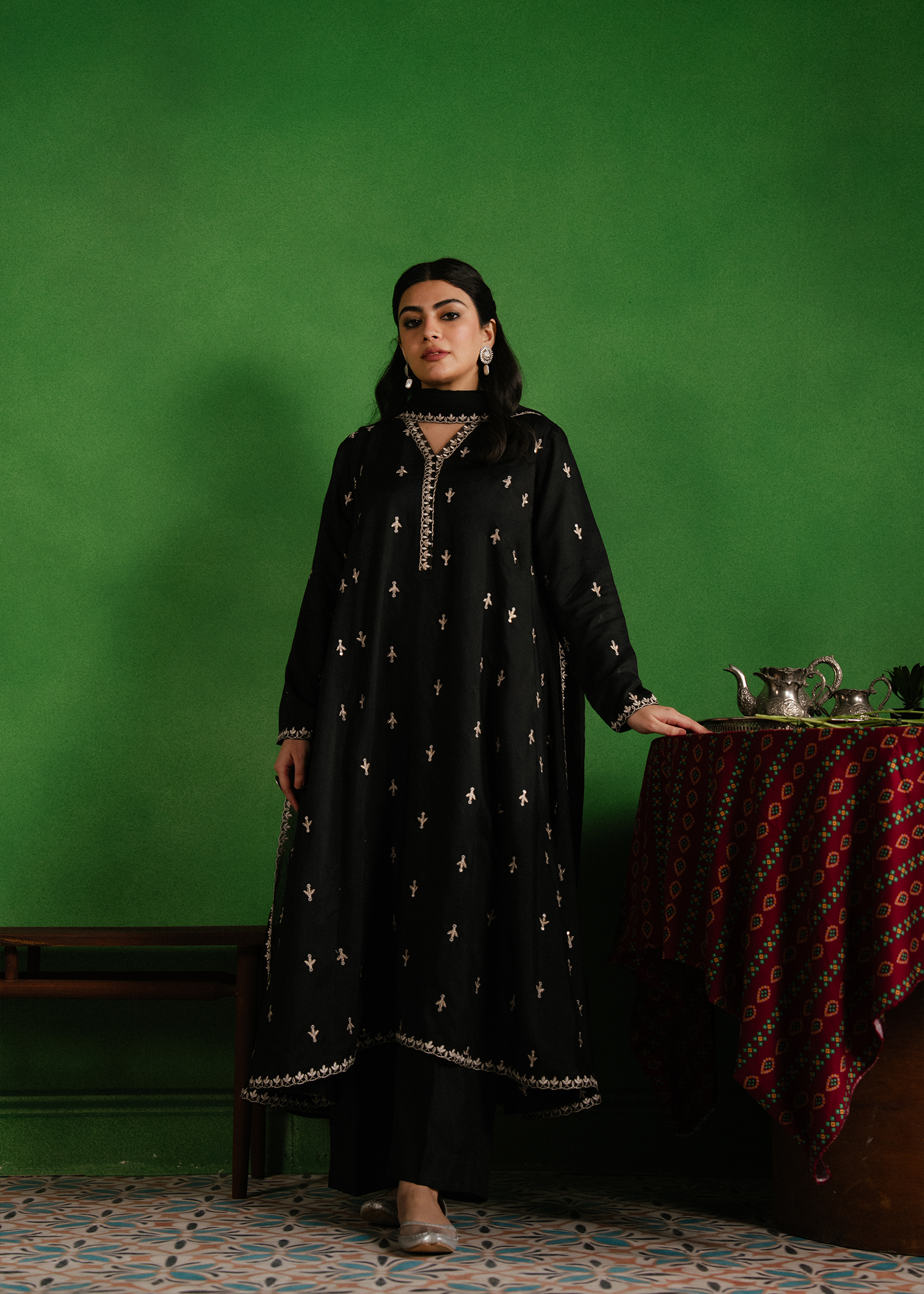 Black Anarkali 3 Piece