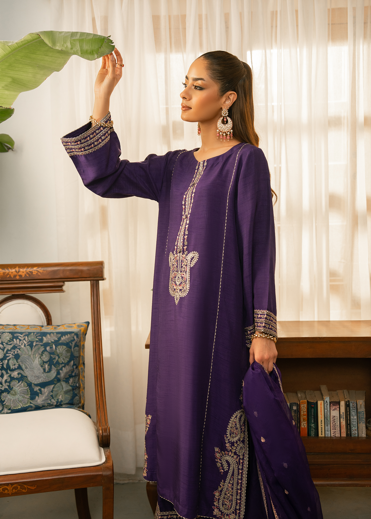 Purple Raw Silk Suit