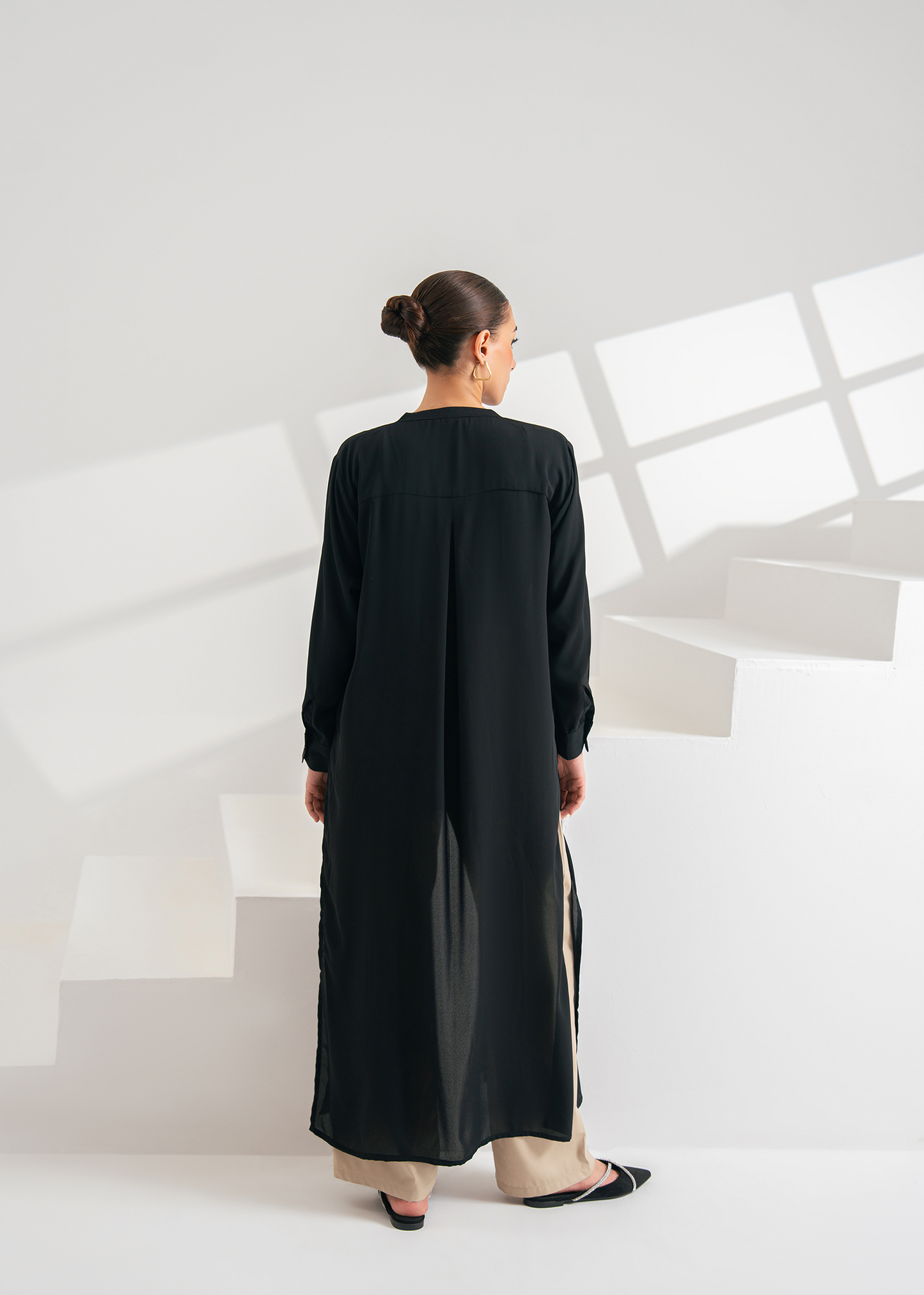 Black Long Button Down