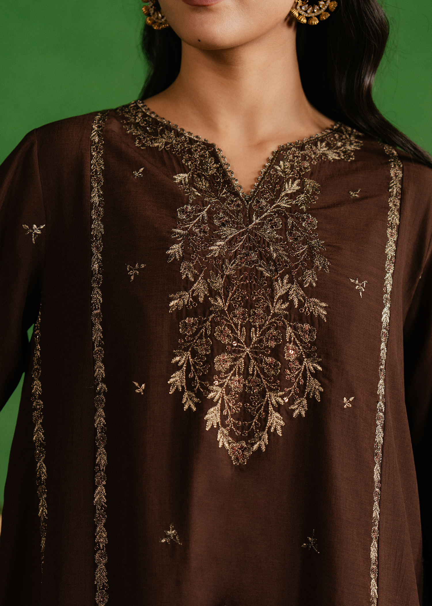 Chocolate Brown Embroidered Suit