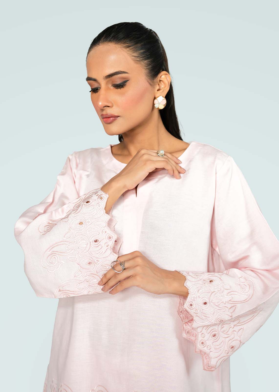 Baby Pink Embroidered Co-ord