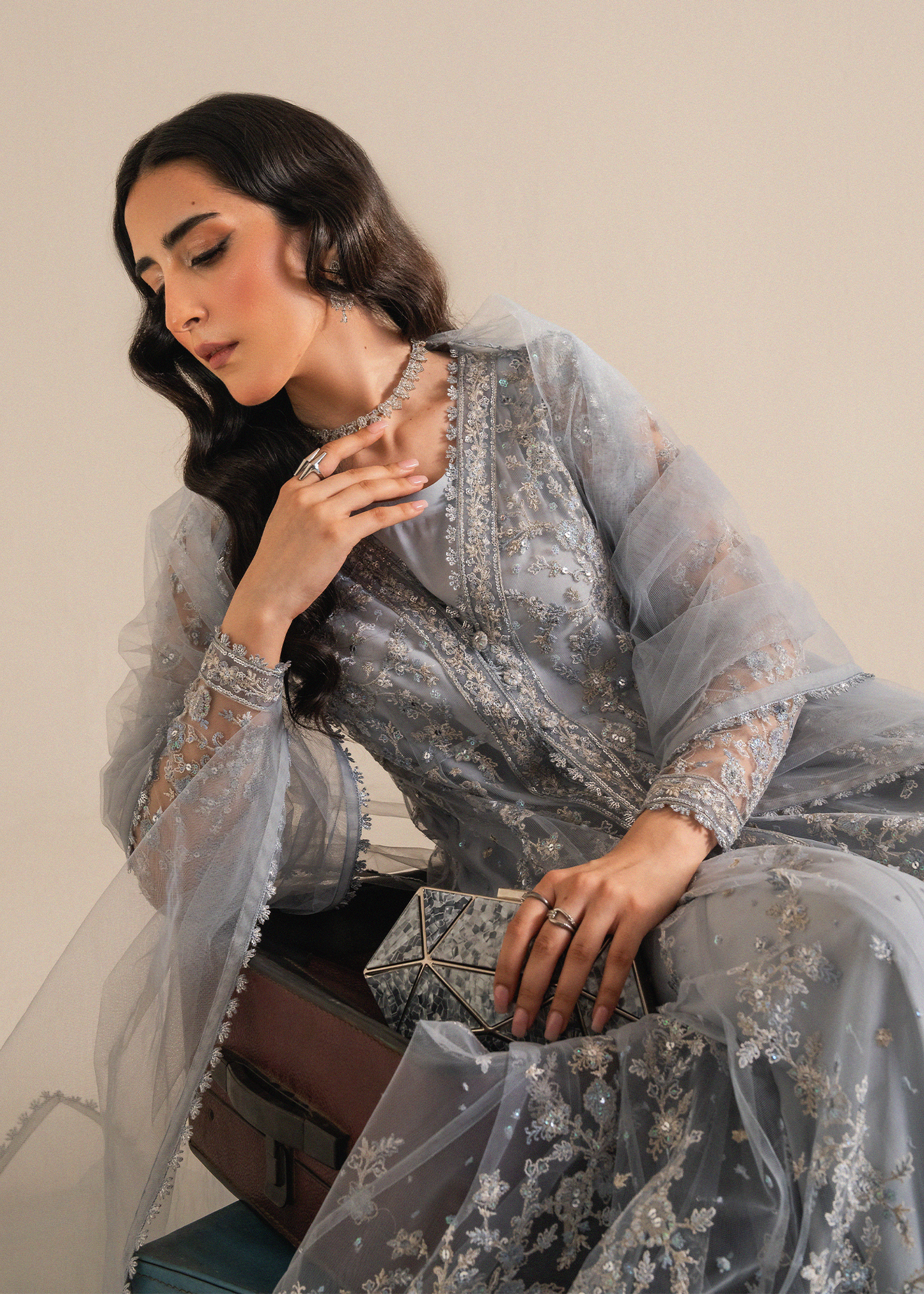 Powder Blue Net Festive Pret