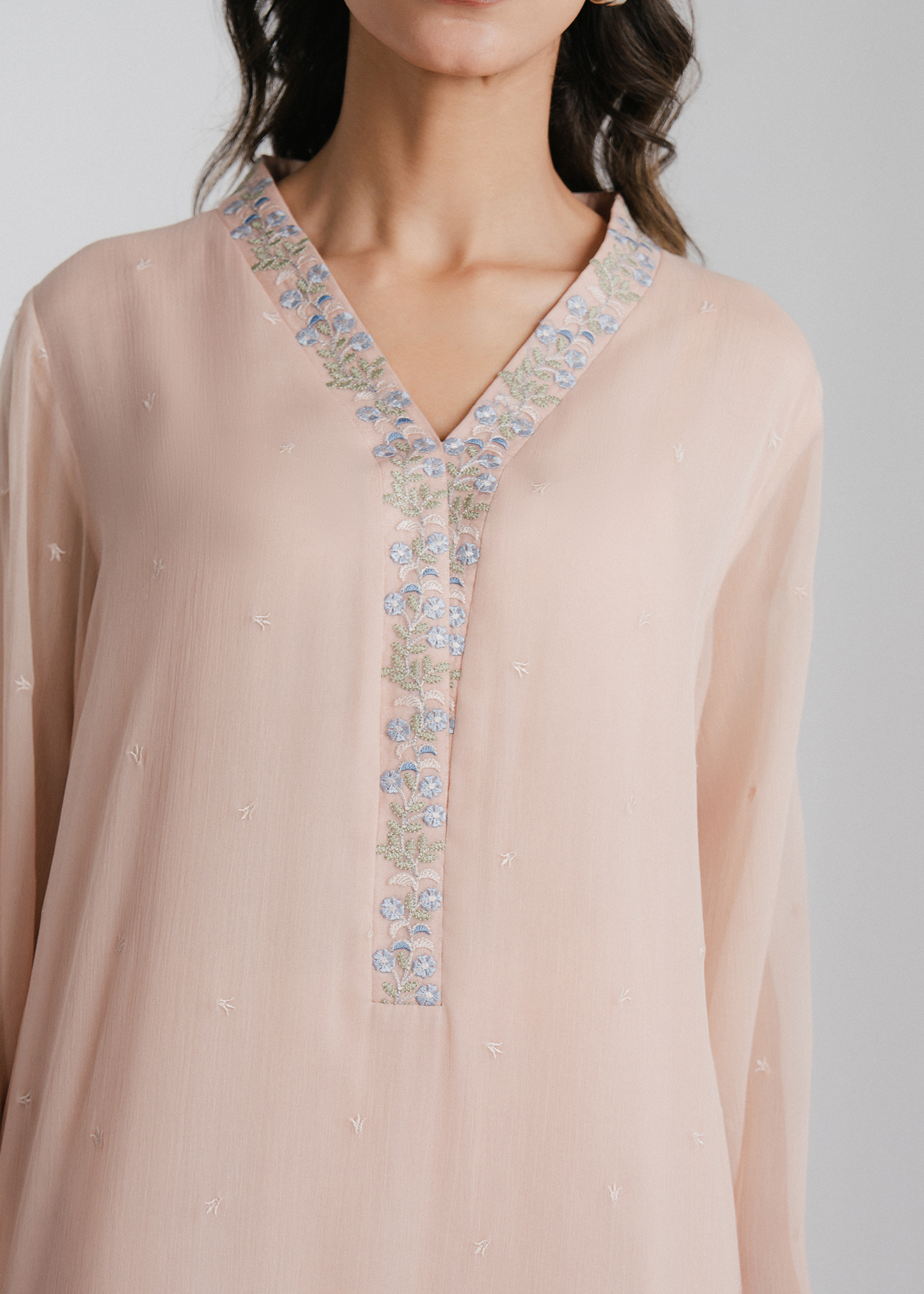 Chiffon Embroidered Suit