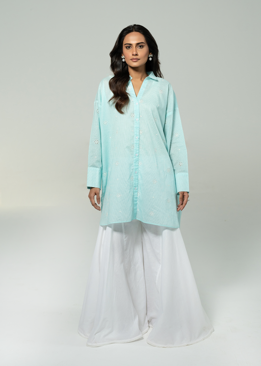 Blue Embroidered Shirt