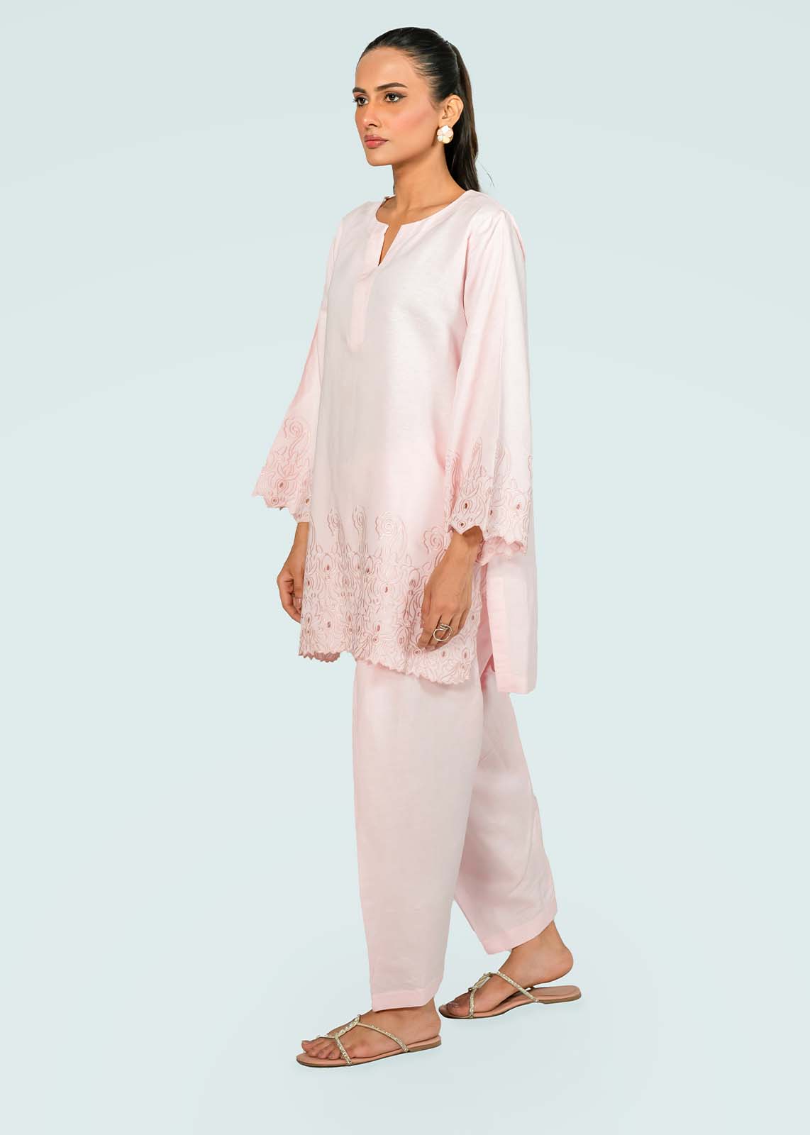 Baby Pink Embroidered Co-ord