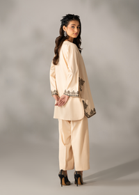 Tan Biege Embroidered Co-ord set