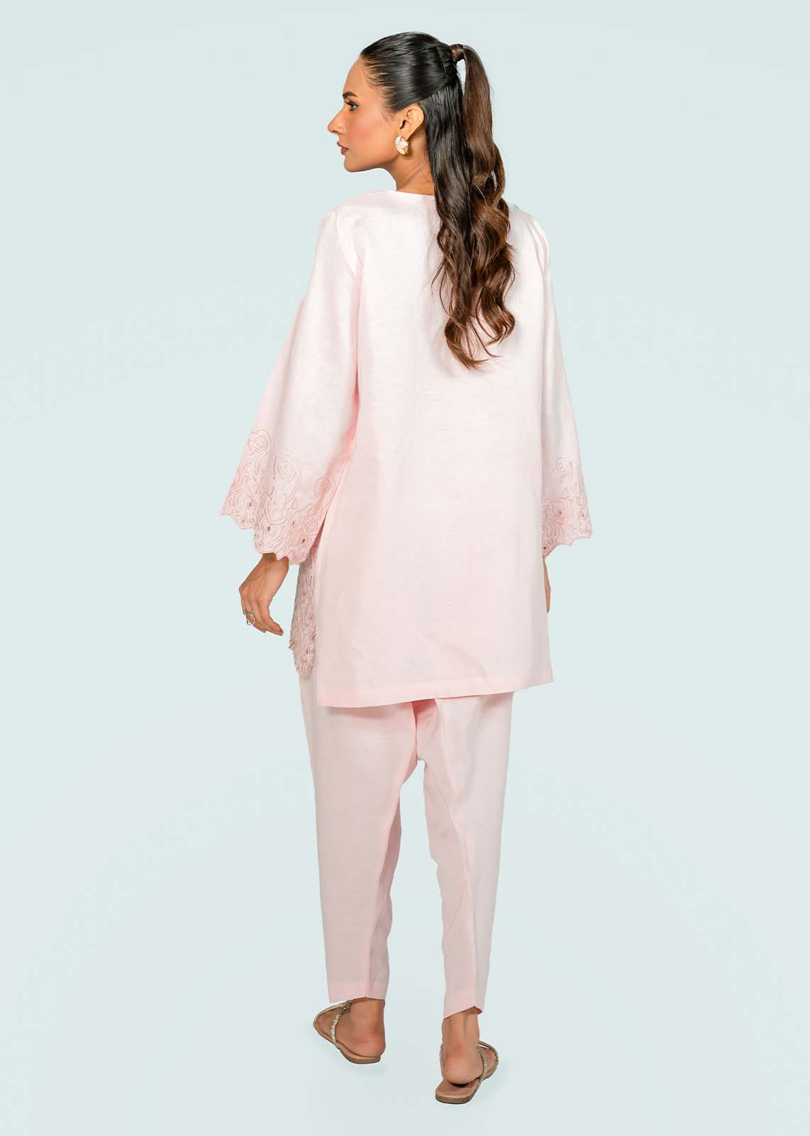 Baby Pink Embroidered Co-ord