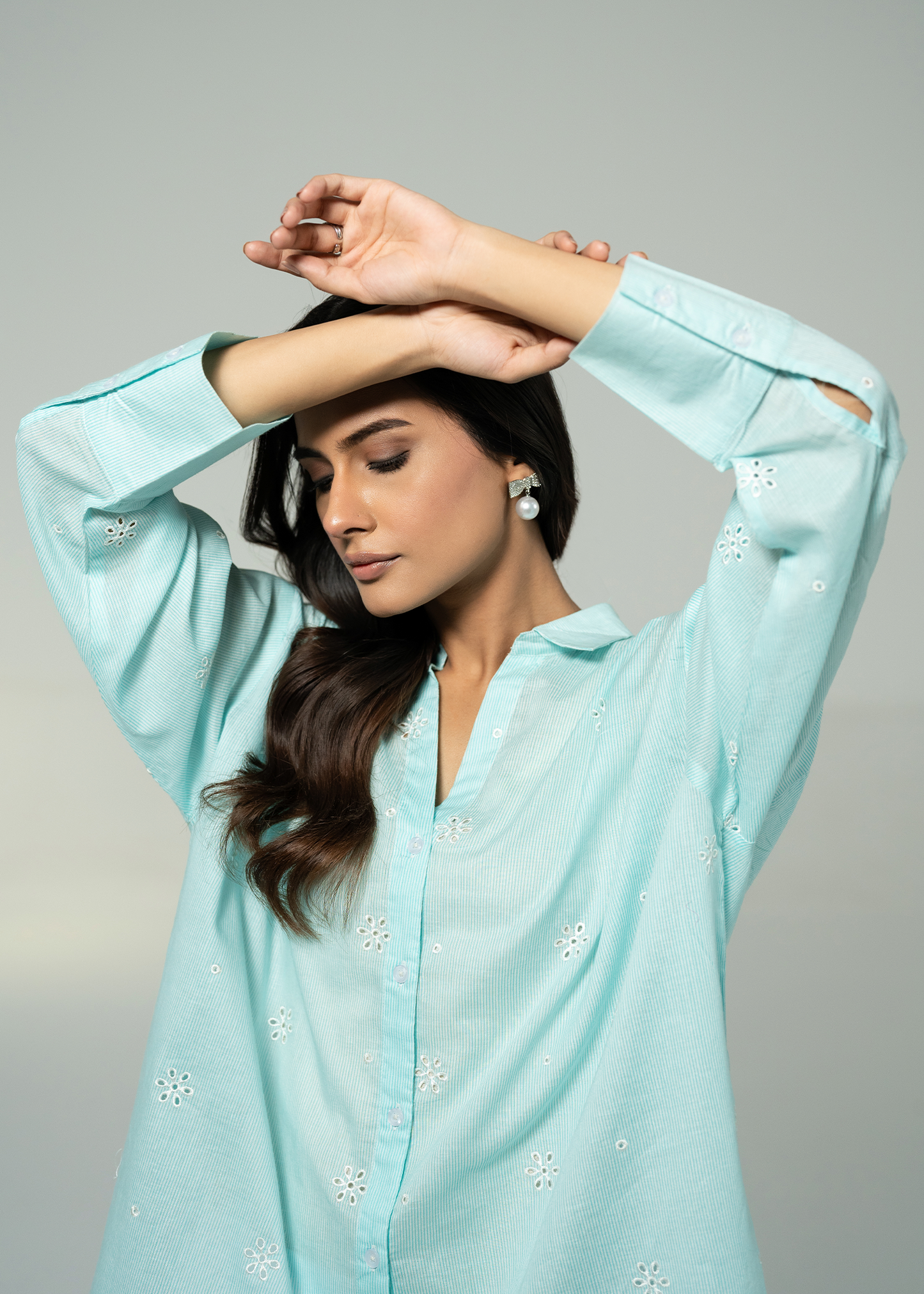 Blue Embroidered Shirt