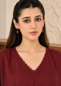 Maroon Embroidered Karandi 2 PC Suit