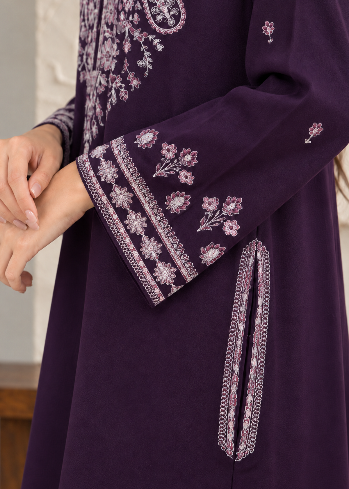 Purple Embroidered Karandi 2 PC Suit