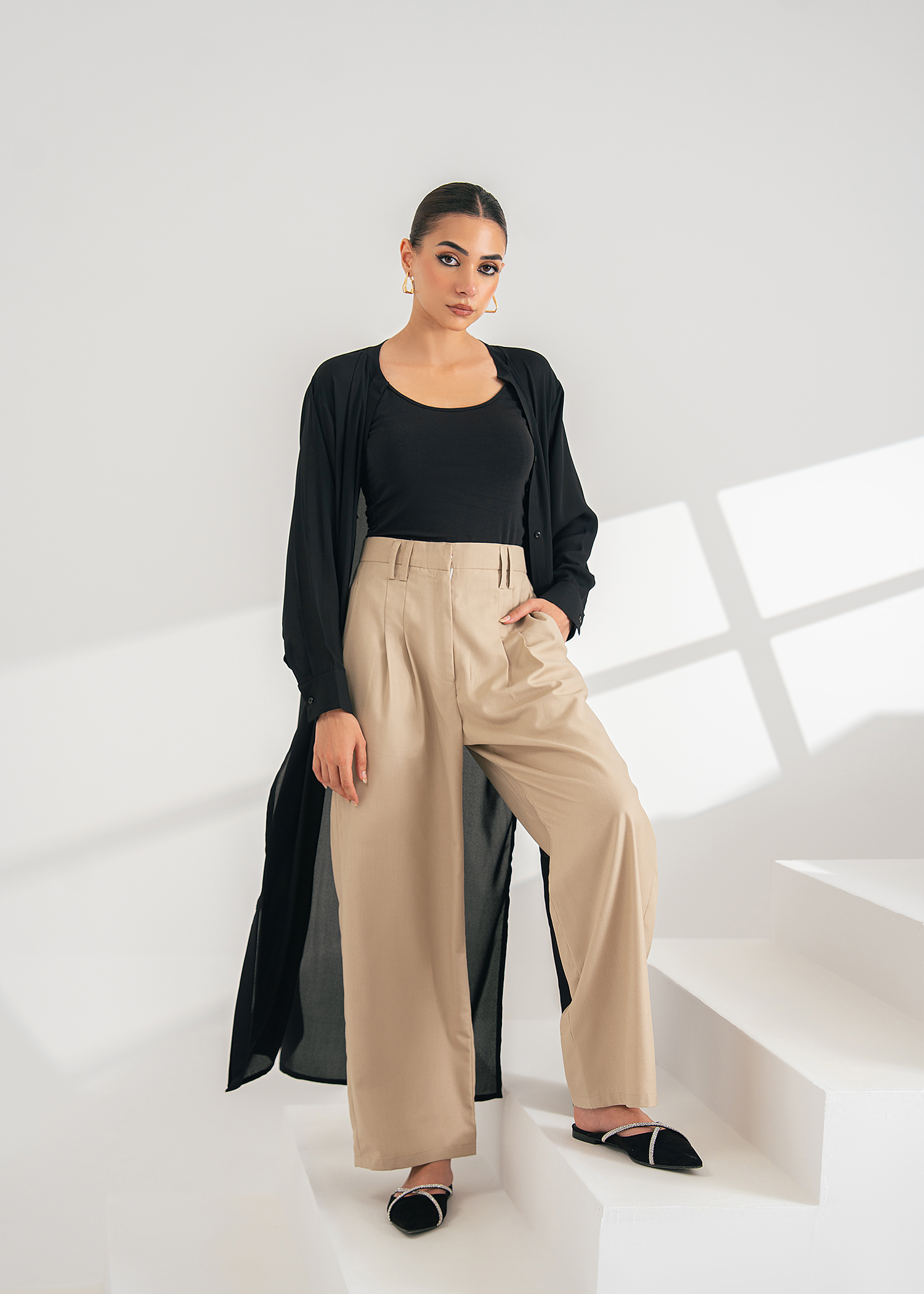 Beige Tailored Trousers