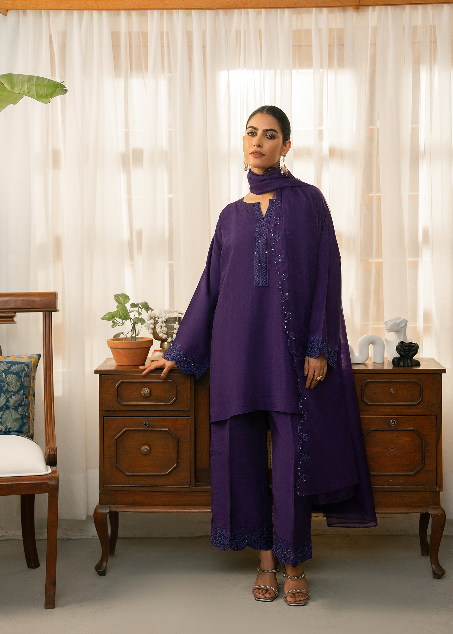 Purple Raw Silk Suit